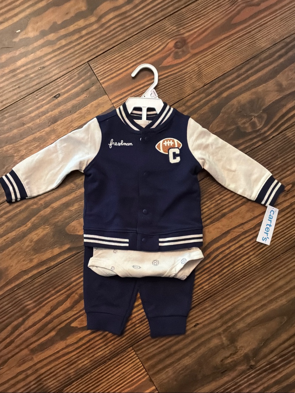 Carter's Navy and Cream Baby Varsity Jacket & Pant Set